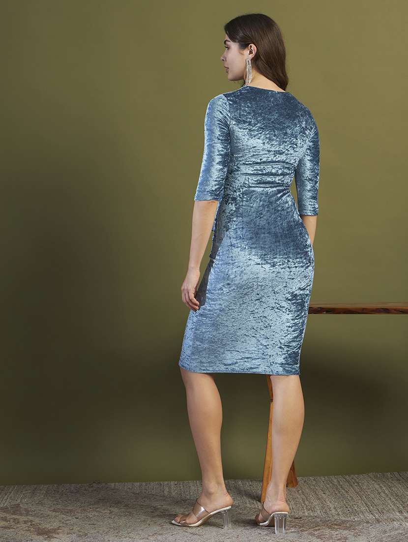 women light blue velvet bodycon dress - 22455871 -  Standard Image - 4