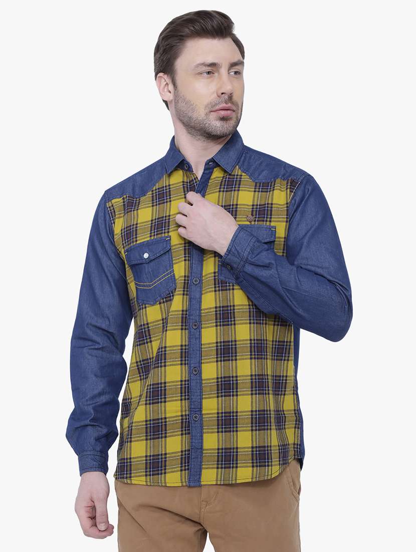 men checkered long sleeve regular fit casual shirt