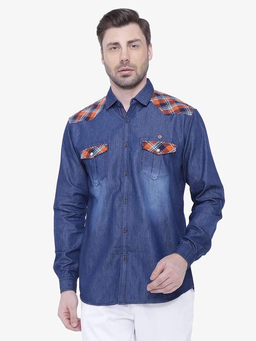men checkered long sleeve regular fit casual shirt