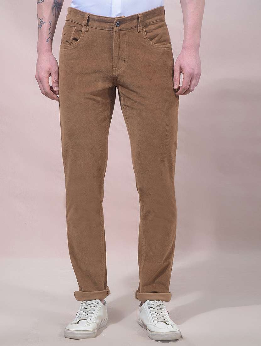 men solid mid rise chinos casual trouser