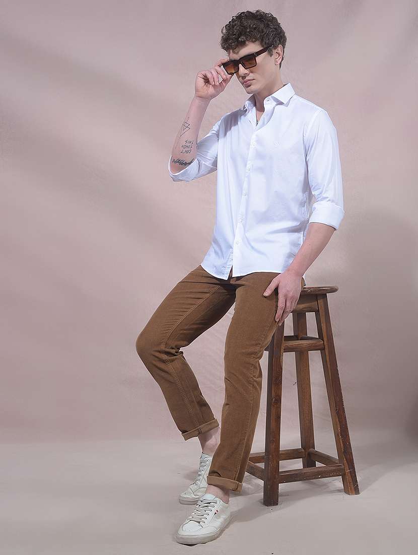 Men Solid Mid Rise Chinos Casual Trouser - 22455969 -  Standard Image - 6