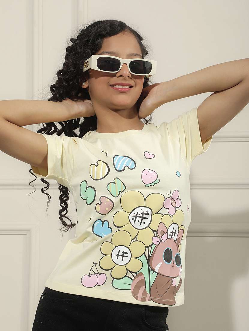 girls yellow cotton tee