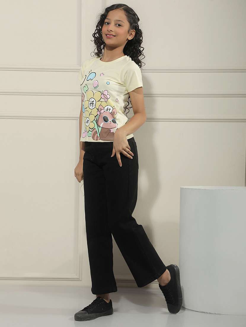 Girls Yellow Cotton Tee - 22456020 -  Standard Image - 6