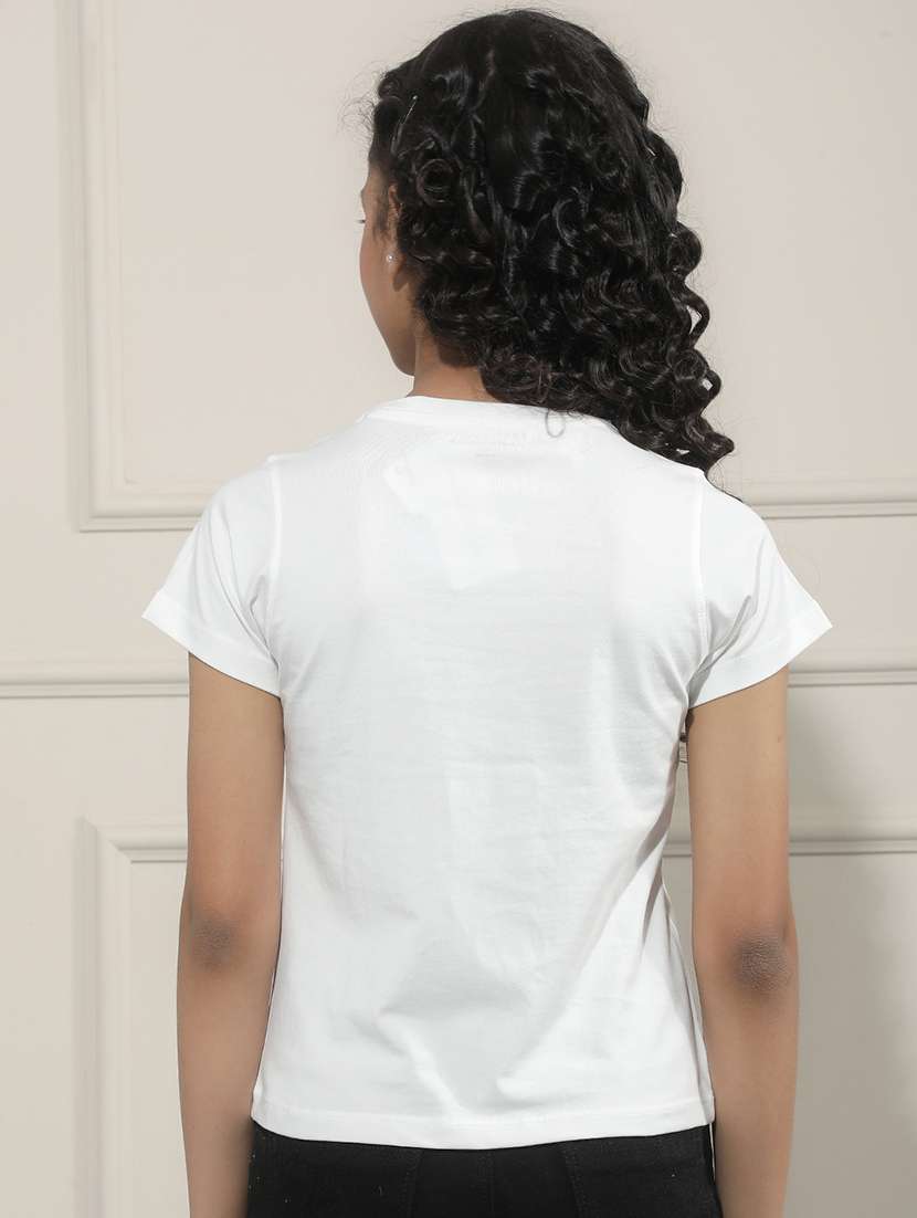 Girl White Cotton Tee - 22456021 -  Standard Image - 4