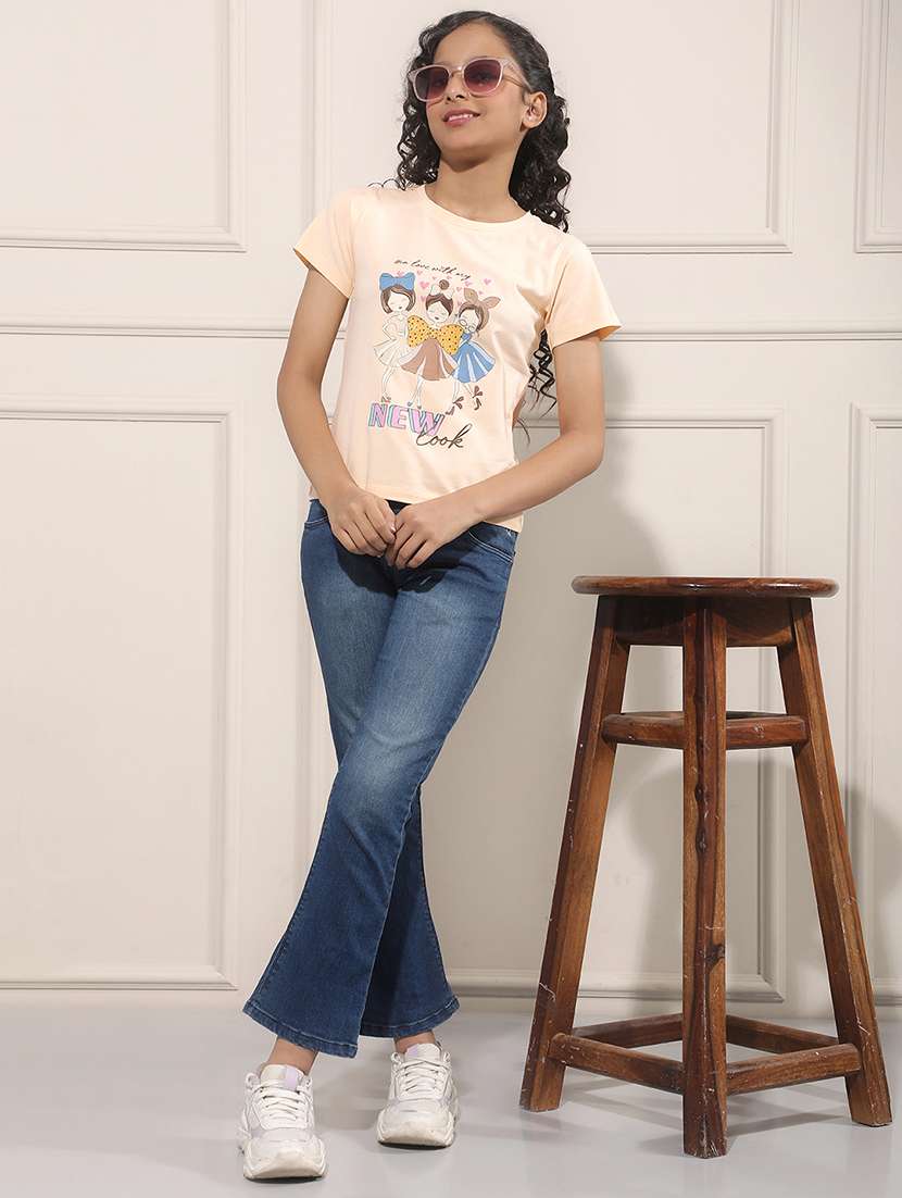 Girl Beige Cotton Tee - 22456037 -  Standard Image - 4