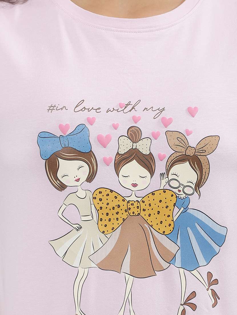 Girls Purple Cotton Tee - 22456038 -  Standard Image - 1