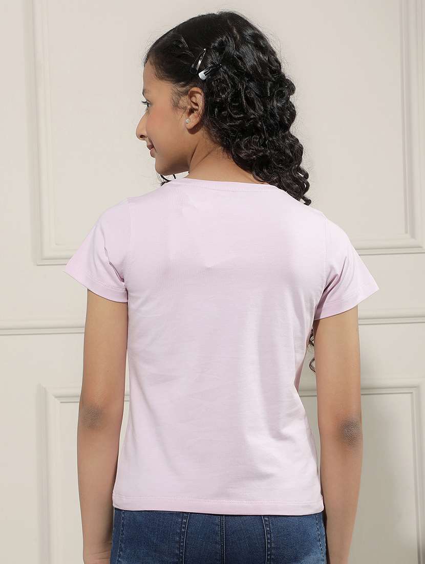Girls Purple Cotton Tee - 22456038 -  Standard Image - 4