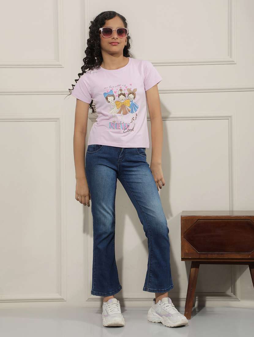 Girls Purple Cotton Tee - 22456038 -  Standard Image - 6