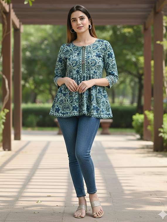 women green cotton straight kurti - 22456050 -  Standard Image - 4