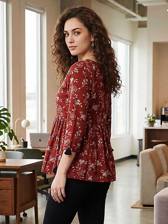 women brown cotton straight kurti - 22456072 -  Standard Image - 1