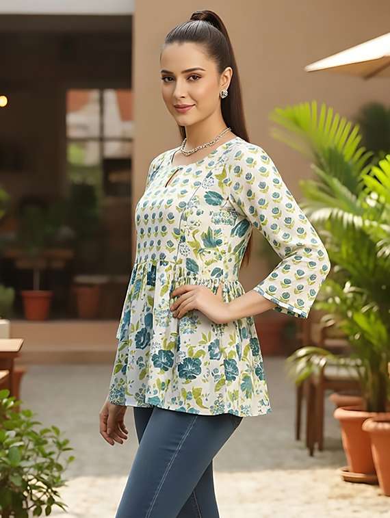 Women White Cotton Straight Kurti - 22456078 -  Standard Image - 1
