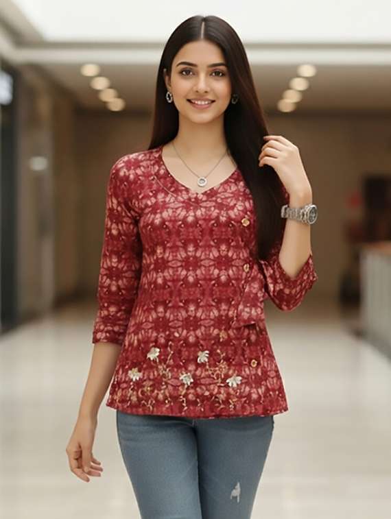 women pink cotton straight kurti - 22456082 -  Standard Image - 1