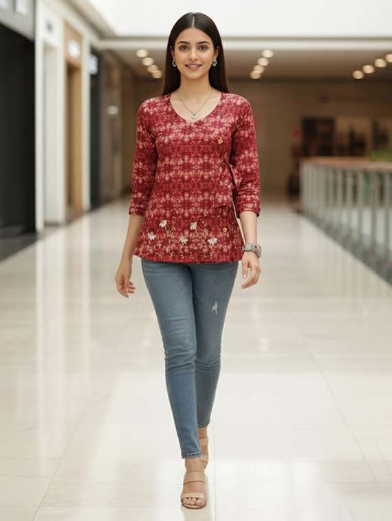 women pink cotton straight kurti - 22456082 -  Standard Image - 4
