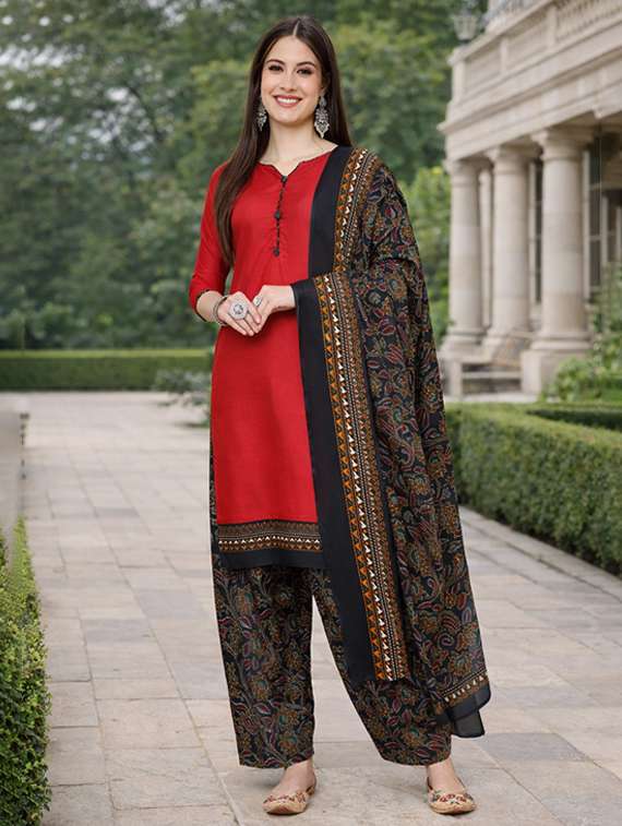 women maroon kurta salwar set - 22456097 -  Standard Image - 1
