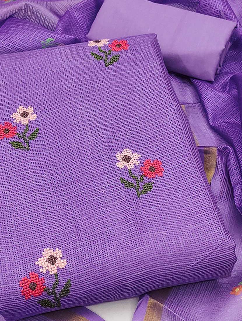 women solid with work unstitched suit set - 22456189 -  Standard Image - 1