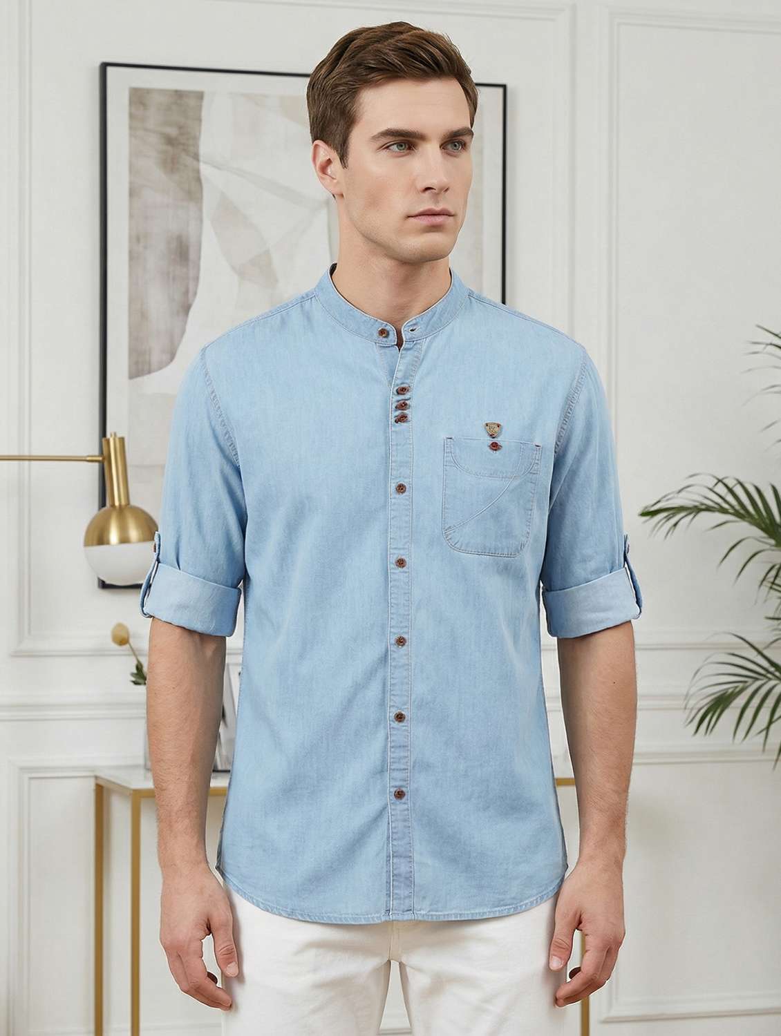 men solid long sleeve regular fit casual shirt - 22456284 -  Standard Image - 1