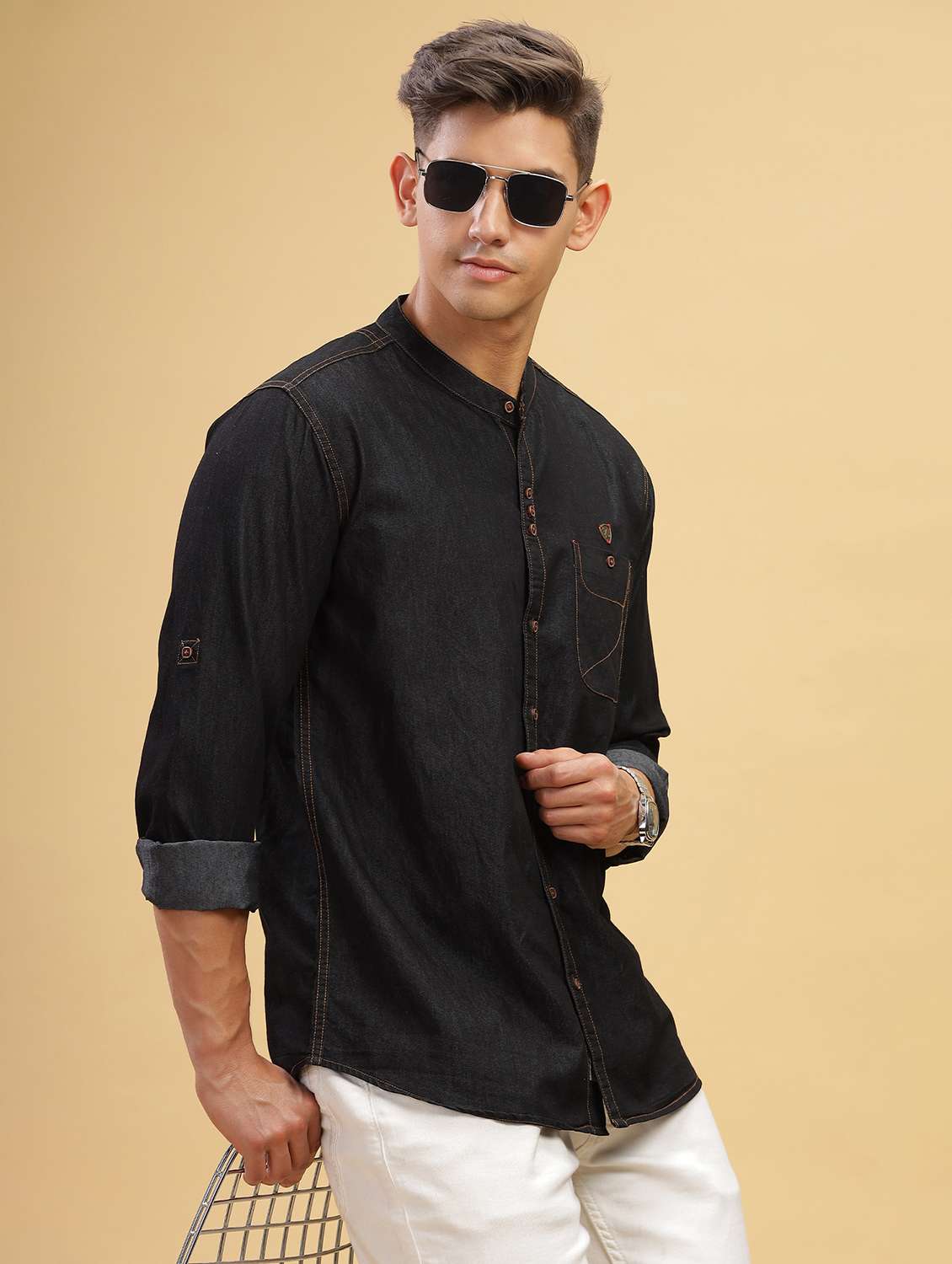 men solid long sleeve regular fit casual shirt