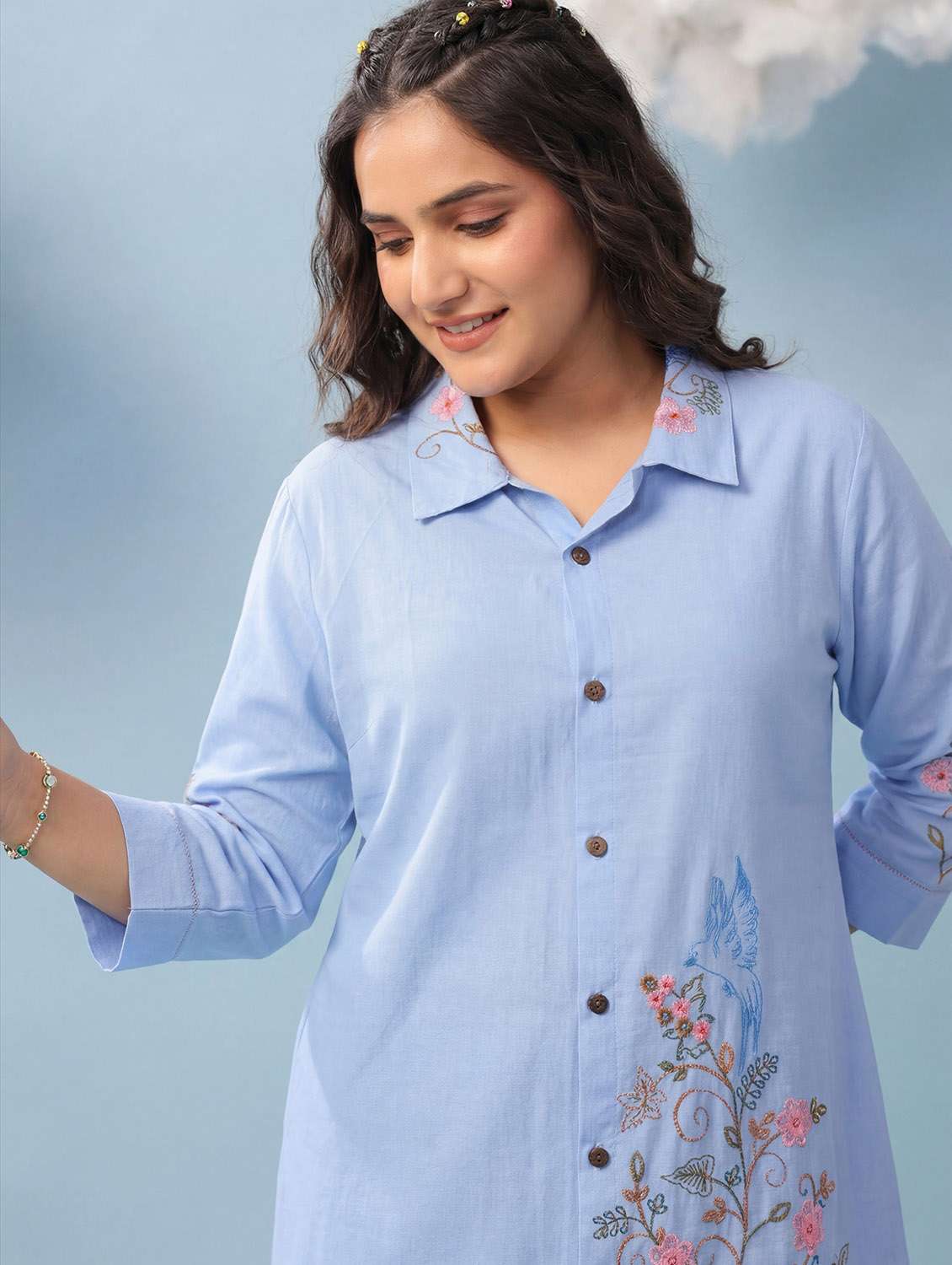 women light blue co-ord set - 22456355 -  Standard Image - 1
