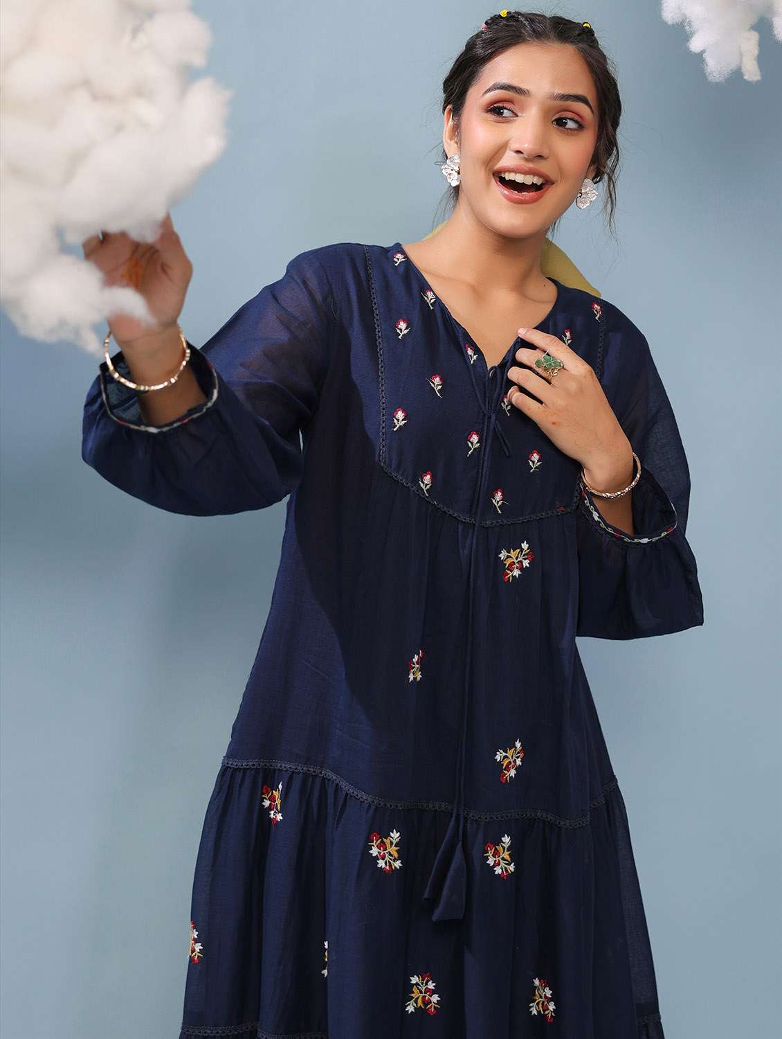 women tiered cotton maxi dress with embroidery - 22456369 -  Standard Image - 1