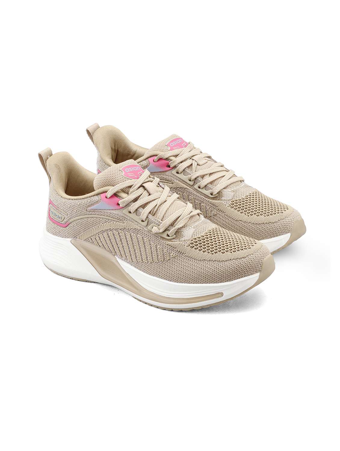 beige mesh laceup sports shoes - 22456526 -  Standard Image - 1
