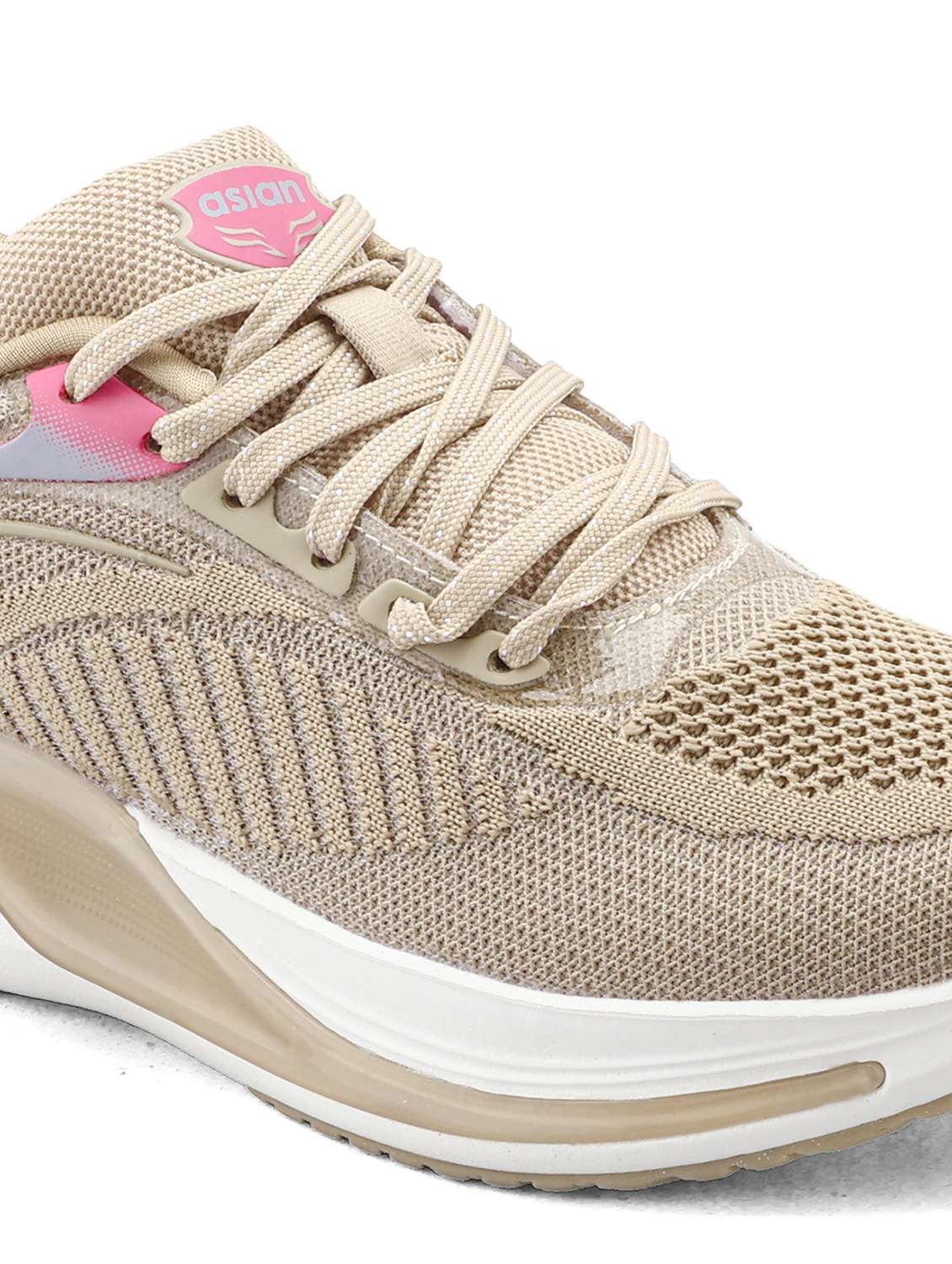 beige mesh laceup sports shoes - 22456526 -  Standard Image - 4