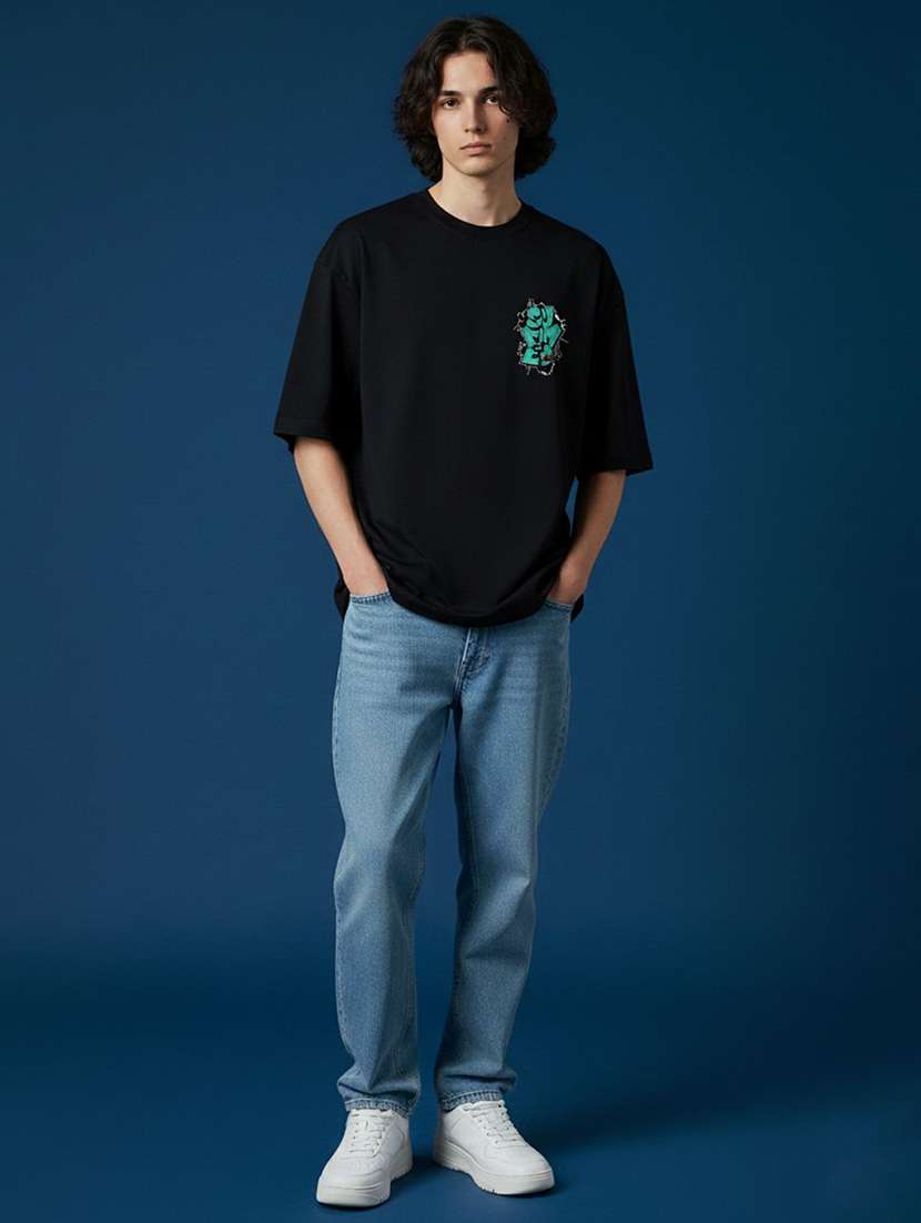 men printed short sleeve oversized t-shirt - 22456541 -  Standard Image - 4