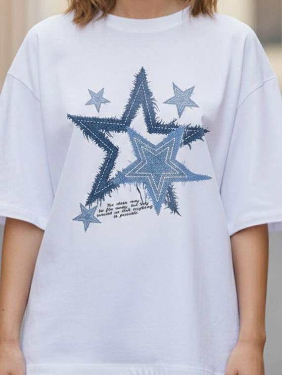 women graphic multi colored cotton blend oversized t-shirt - 22456635 -  Standard Image - 1