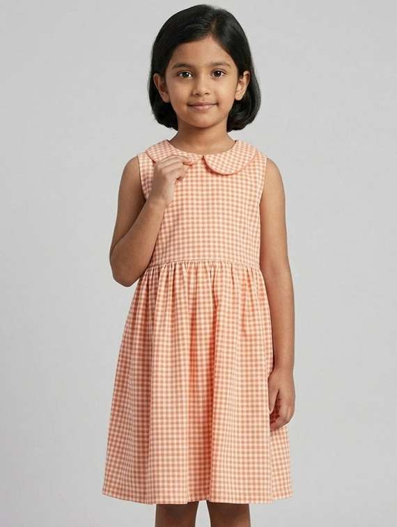 girls orange cotton frock - 22456717 -  Standard Image - 1