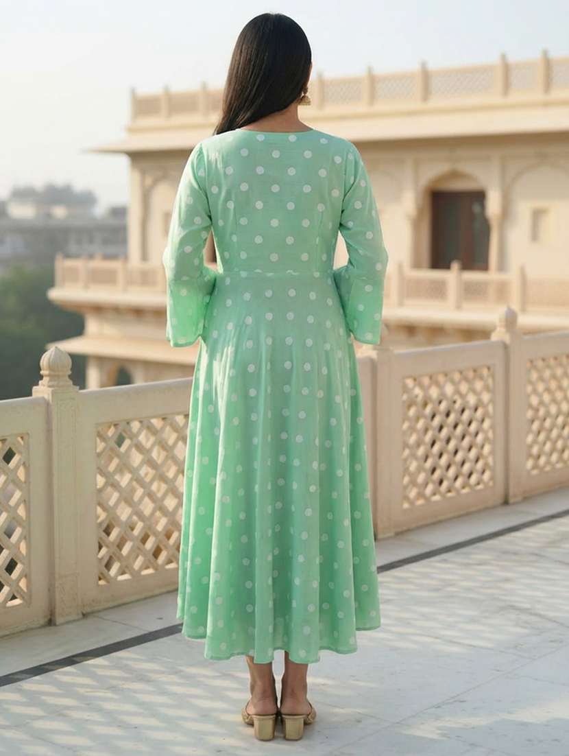 women green rayon flared kurti - 22456747 -  Standard Image - 4