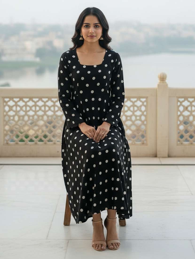 women black rayon flared kurti - 22456750 -  Standard Image - 4