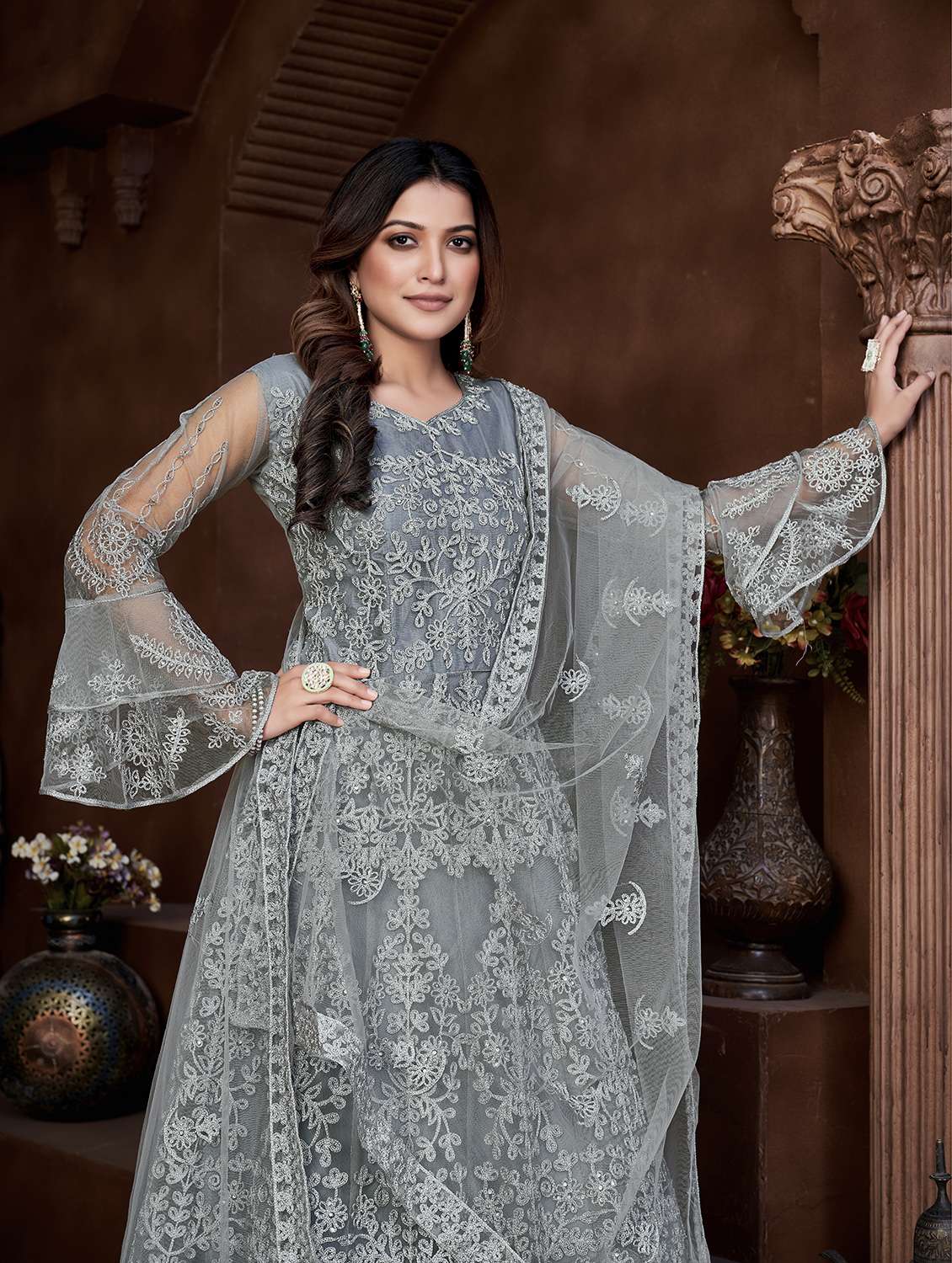 women grey kurta pant set - 22456780 -  Standard Image - 1