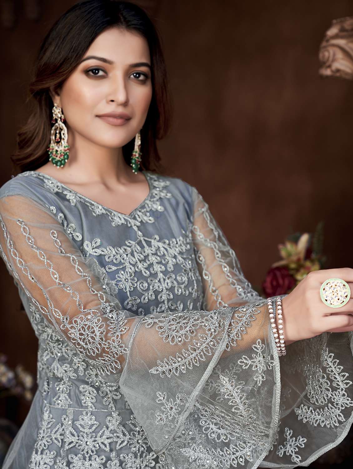 women grey kurta pant set - 22456780 -  Standard Image - 4
