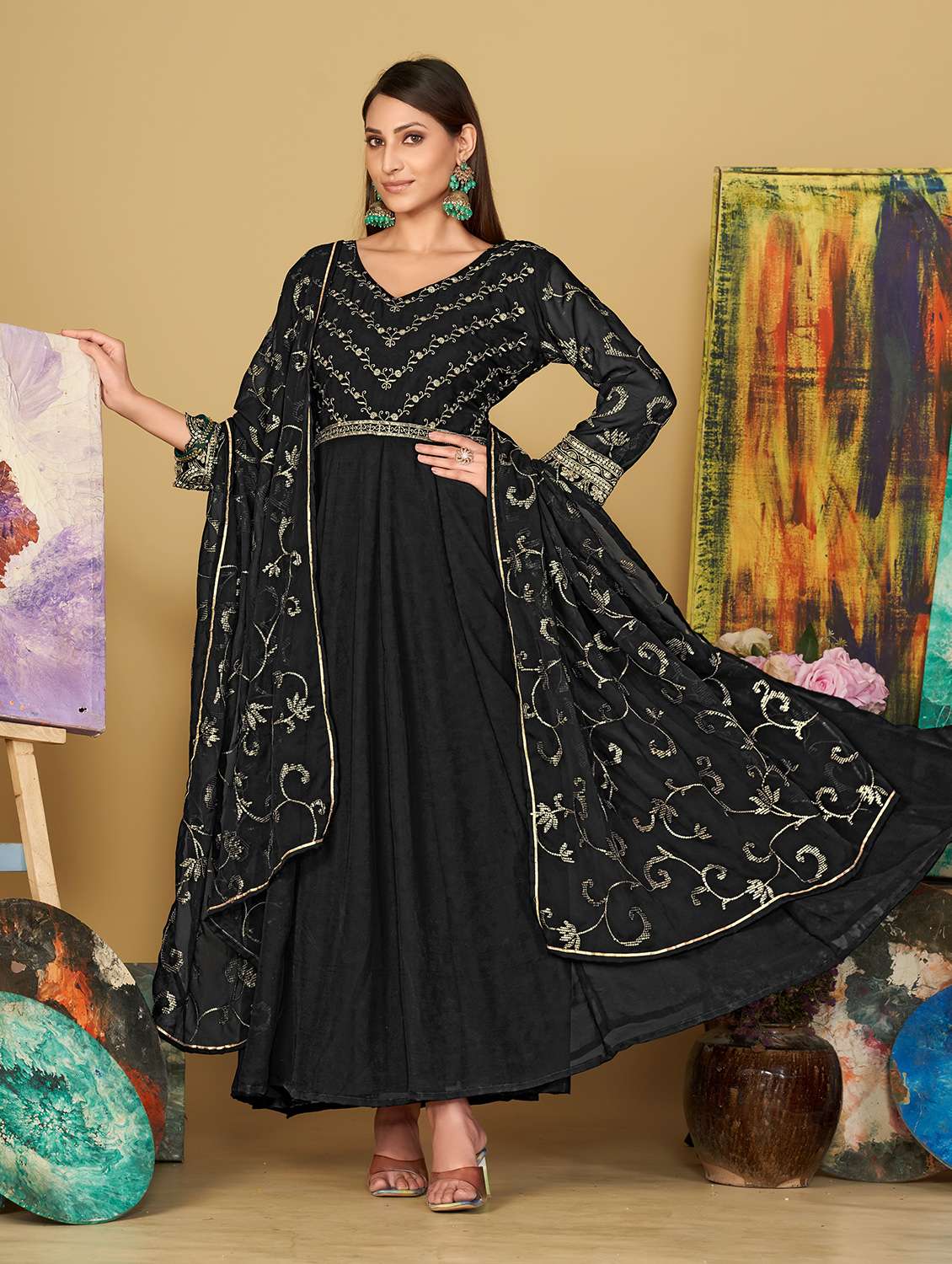 women black kurta pant set - 22456815 -  Standard Image - 1