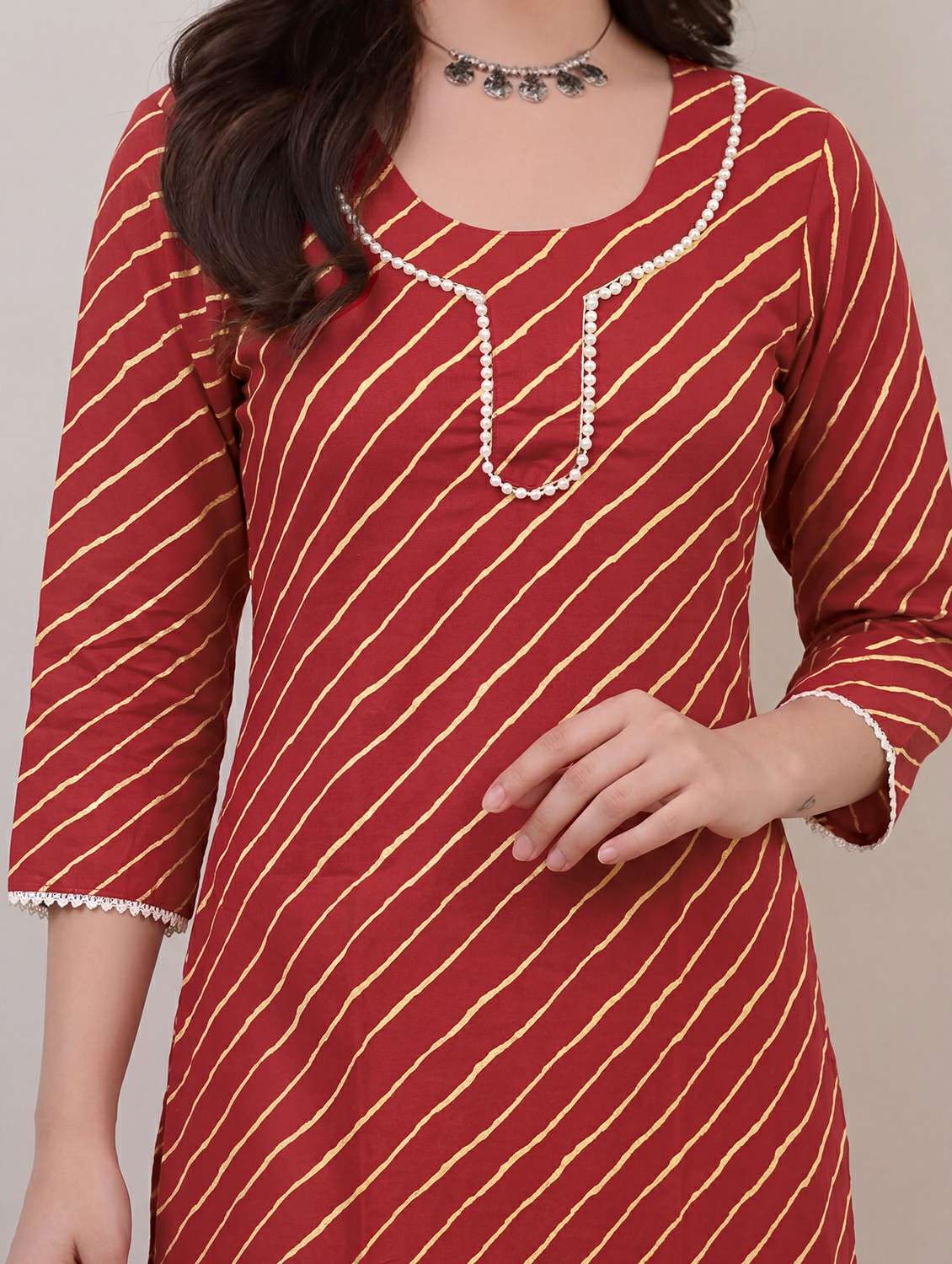 women maroon kurta pant set - 22456844 -  Standard Image - 1