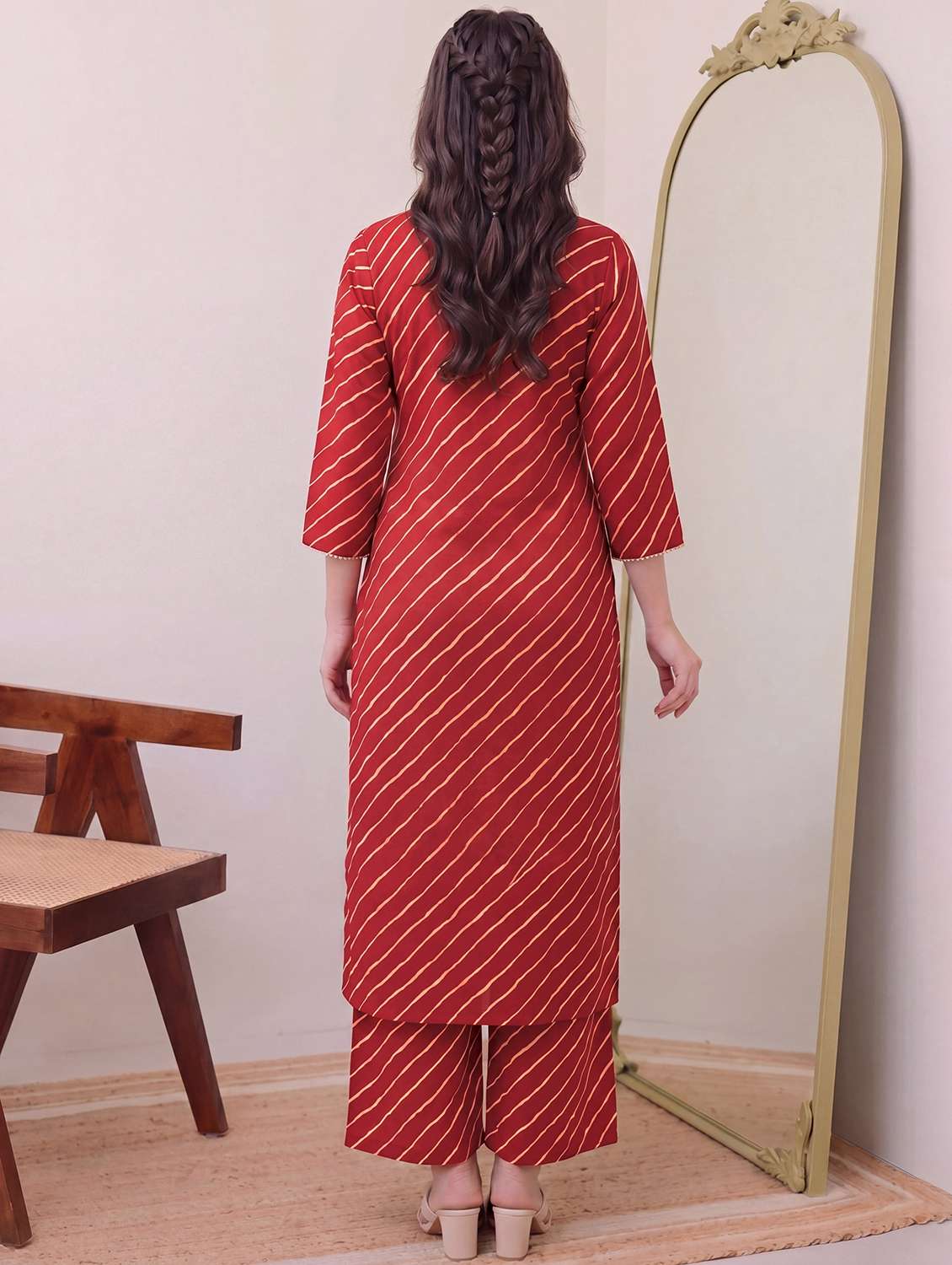 women maroon kurta pant set - 22456844 -  Standard Image - 4