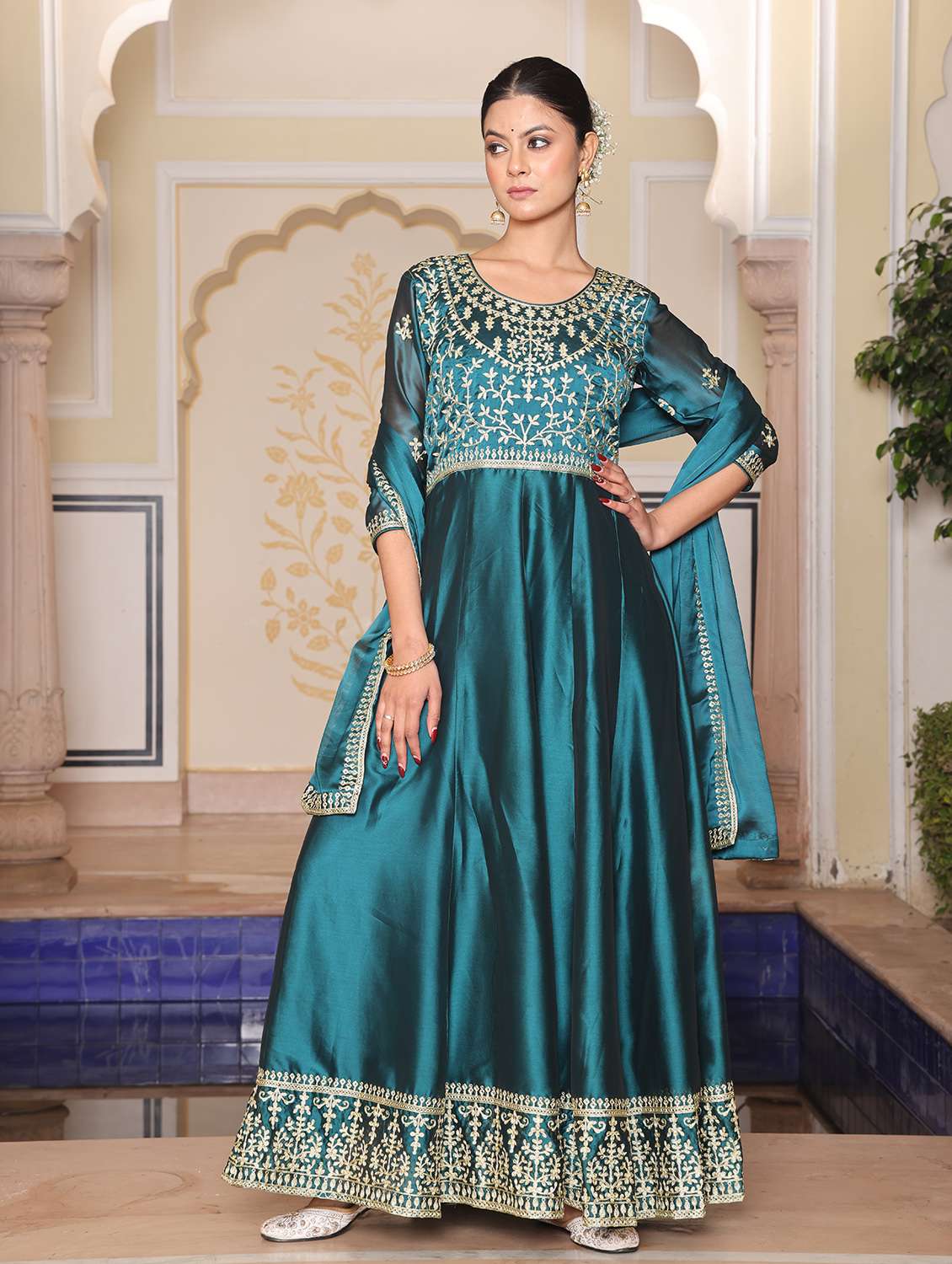 women turquoise kurta pant set - 22456849 -  Standard Image - 1