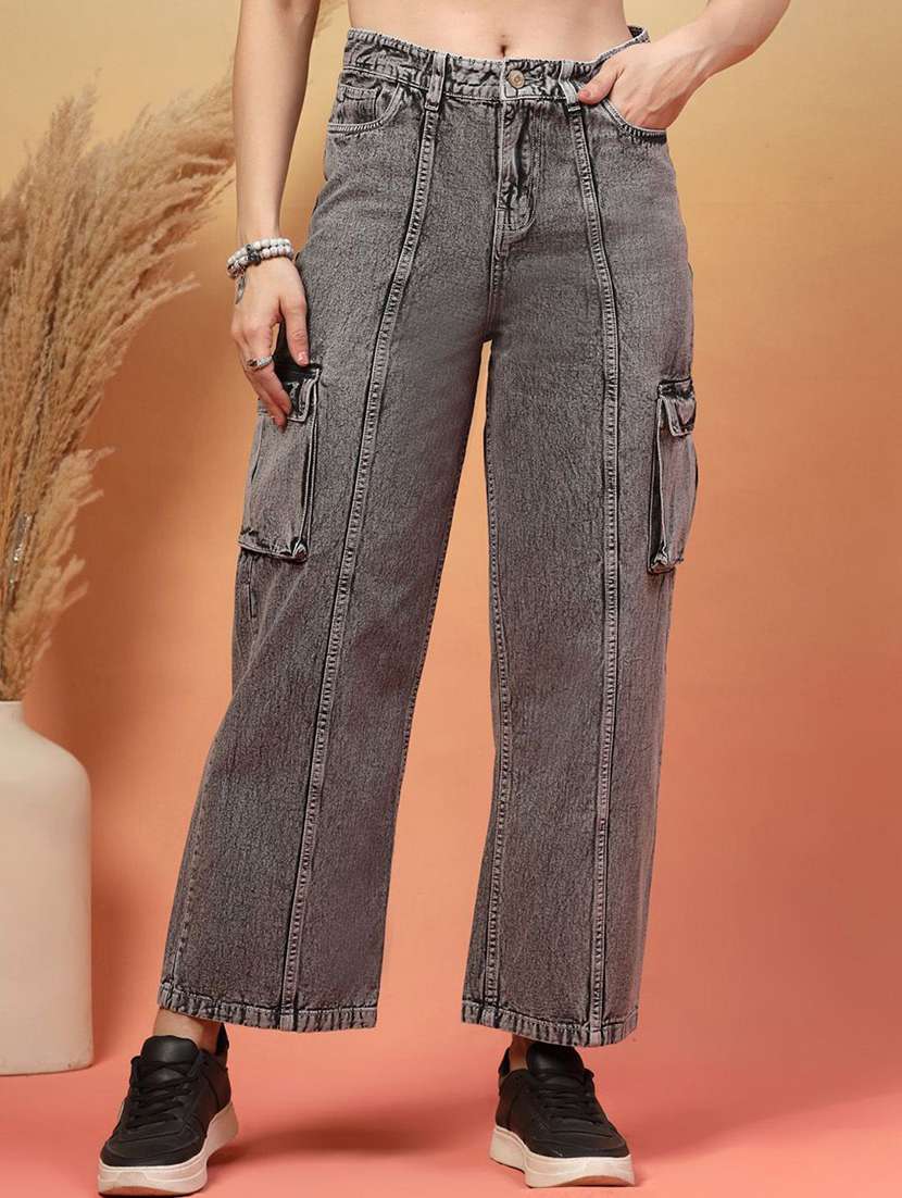 women grey denim jeans