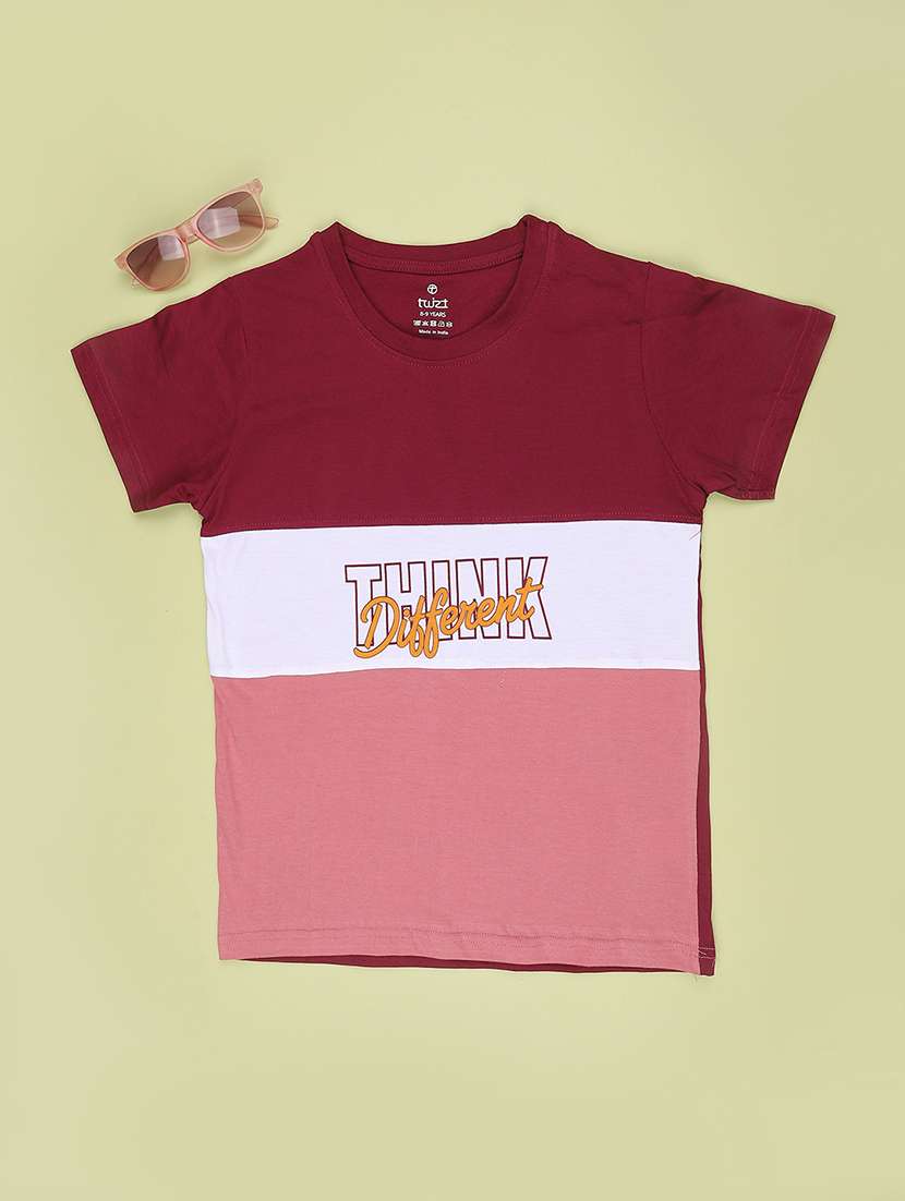 boys colourblocked round neck t-shirt - 22456945 -  Standard Image - 1