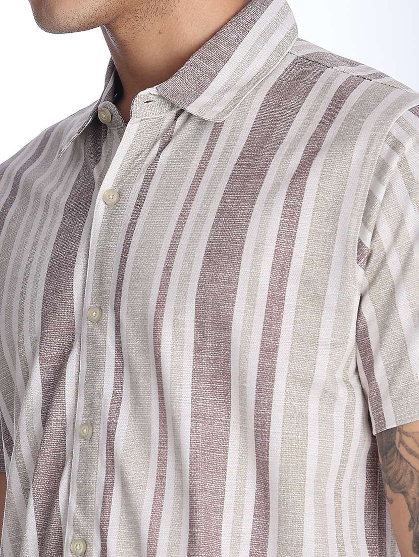 men striped short sleeve regular fit casual shirt - 22457003 -  Standard Image - 1