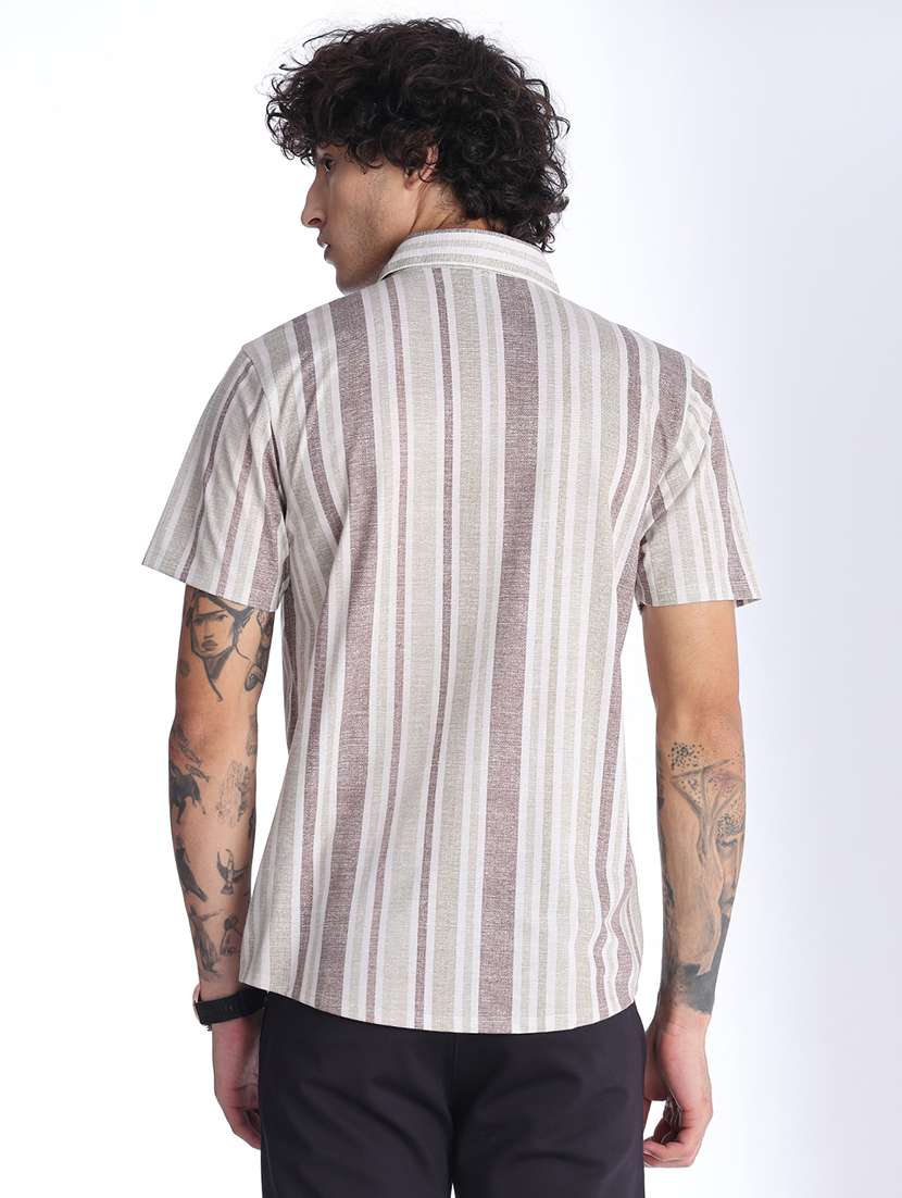 men striped short sleeve regular fit casual shirt - 22457003 -  Standard Image - 4