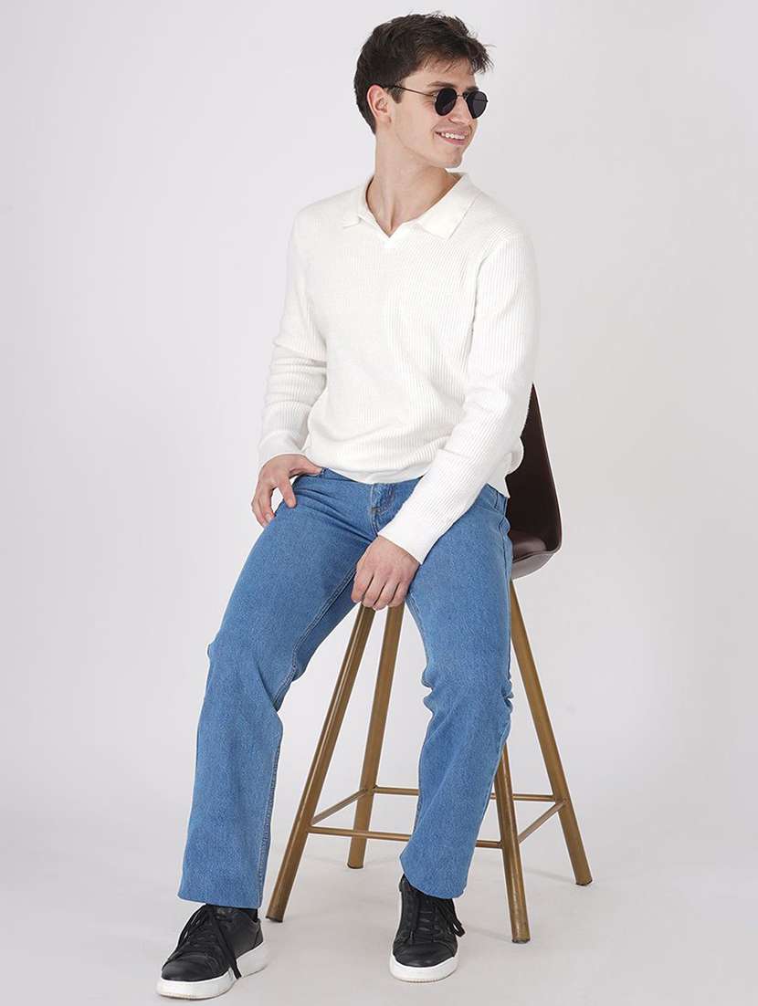 men plain mid rise full length straight jeans - 22457128 -  Standard Image - 4