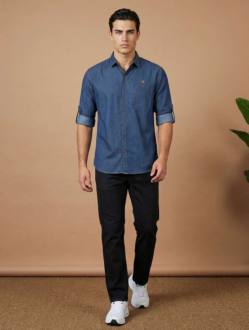 Men Solid Long Sleeve Regular Fit Casual Shirt - 22457135 -  Standard Image - 4