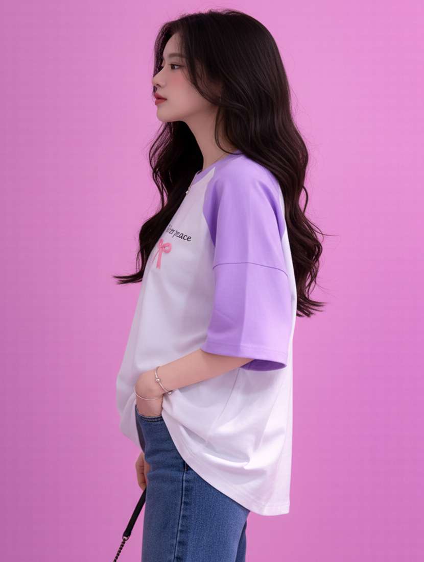 women printed short sleeve oversized t-shirt - 22457191 -  Standard Image - 1