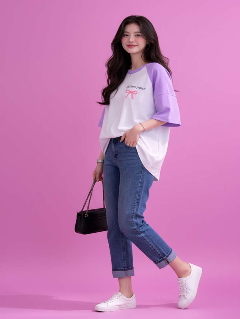 women printed short sleeve oversized t-shirt - 22457191 -  Standard Image - 4