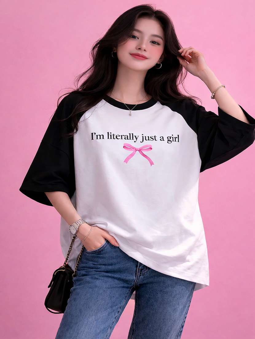 women printed short sleeve oversized t-shirt
