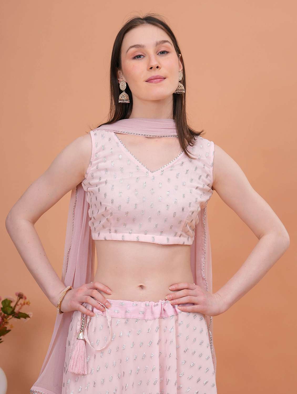 Women Pink Flared Lehenga - 22457237 -  Standard Image - 1