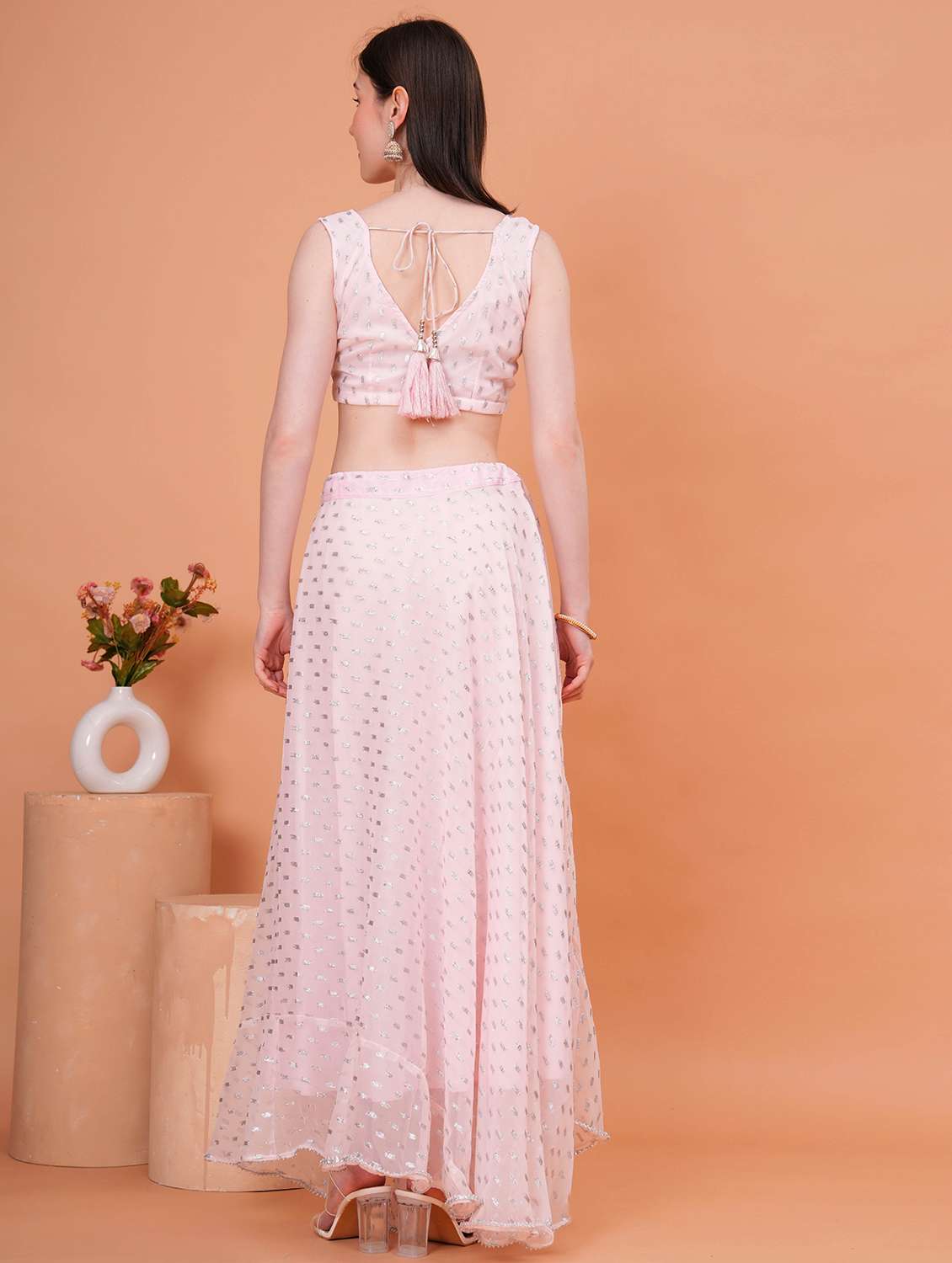 Women Pink Flared Lehenga - 22457237 -  Standard Image - 4