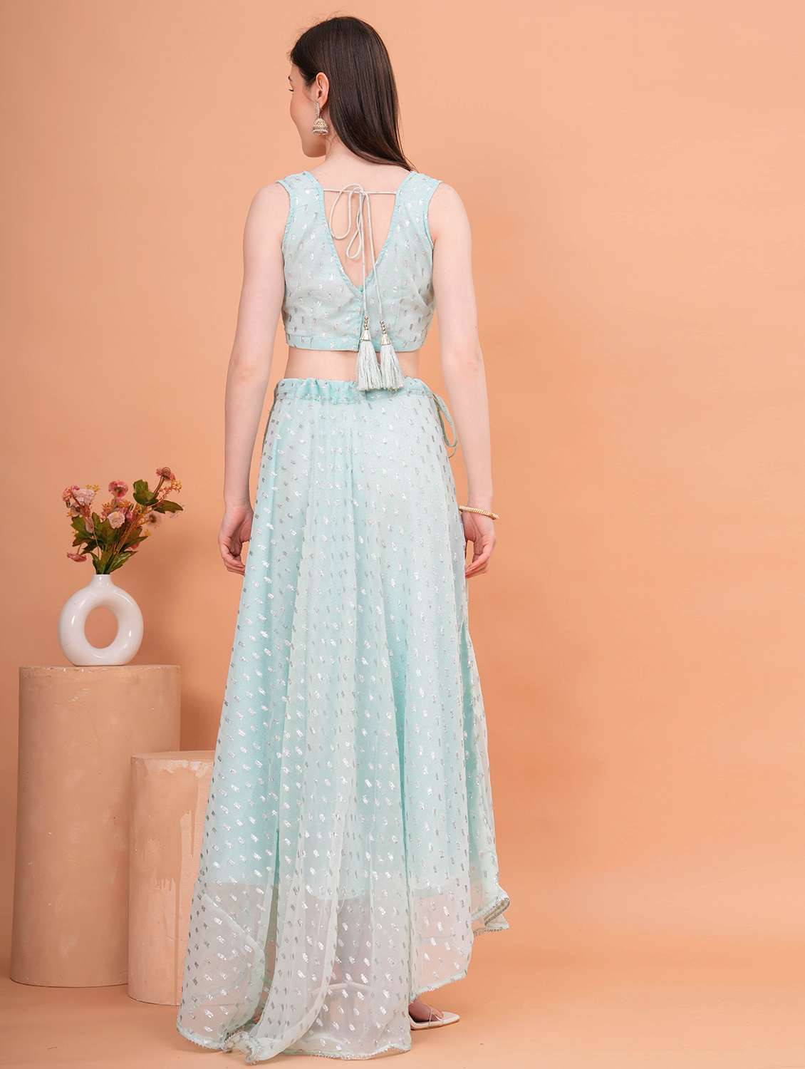 women green flared lehenga - 22457238 -  Standard Image - 4
