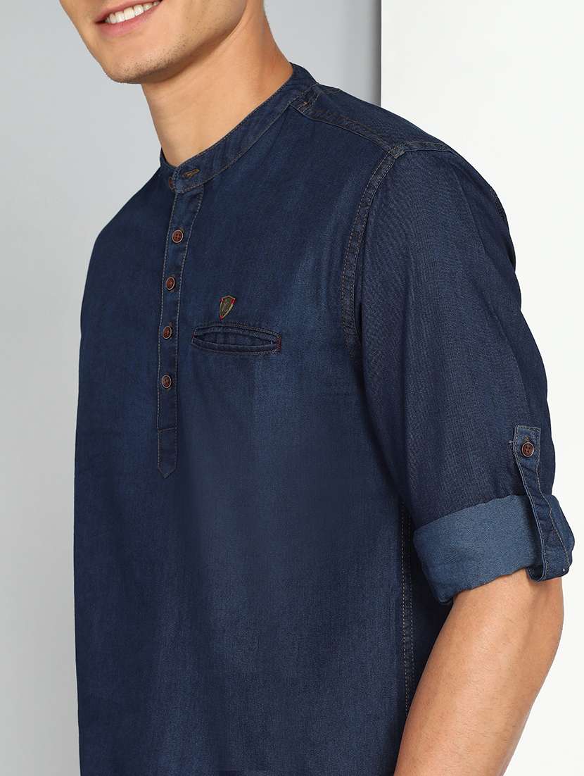 men solid mandarin neck short kurta - 22457241 -  Standard Image - 1