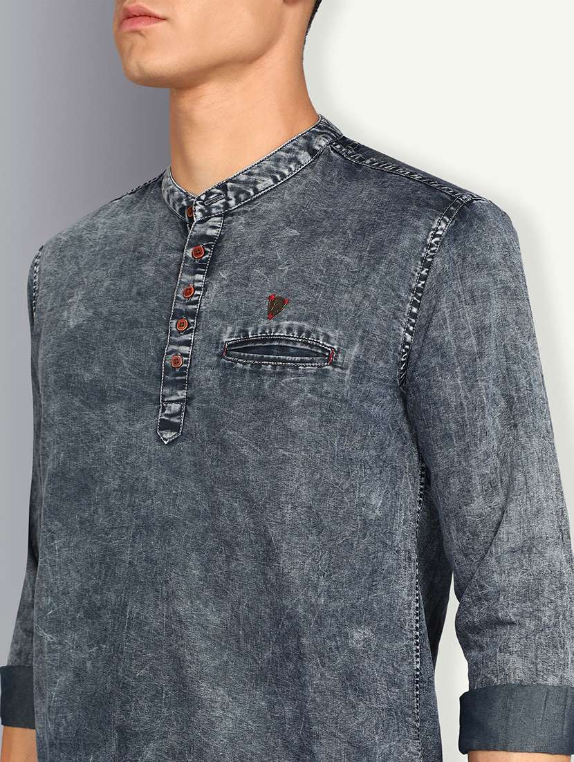 men solid mandarin neck short kurta - 22457245 -  Standard Image - 1